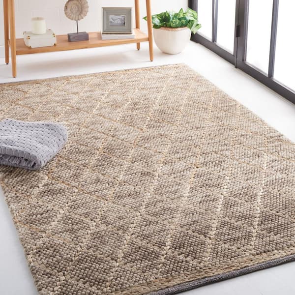 Natura 3 ft. x 5 ft. Brown/Natural Diamond Border Area Rug