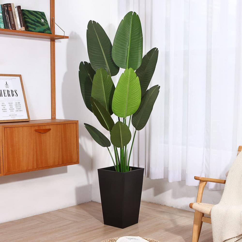 5 ft. Green Artificial Bird of Paradise Plant in Woven Basket