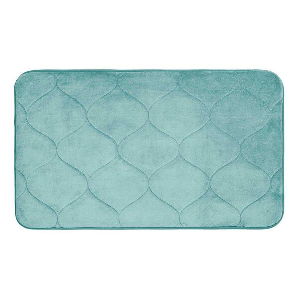 BounceComfort Palace Aqua 17 in. x 24 in. Memory Foam Bath Mat