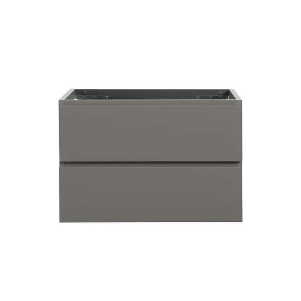 Unbranded 29.6 in. W x 17.9 in. D x 20.5 in. H Wall Mount Wood Bath Vanity Cabinet without Top in White and Gray with 2-Drawers