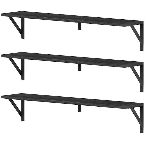 36 in. W x 8 in. D Black Floating Shelves Decorative Wall Shelf (Set of 3)
