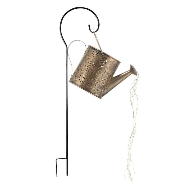 Unbranded Gold Metal Solar Waterproof Watering Can Landscape Lights Hanging Outside Decorations