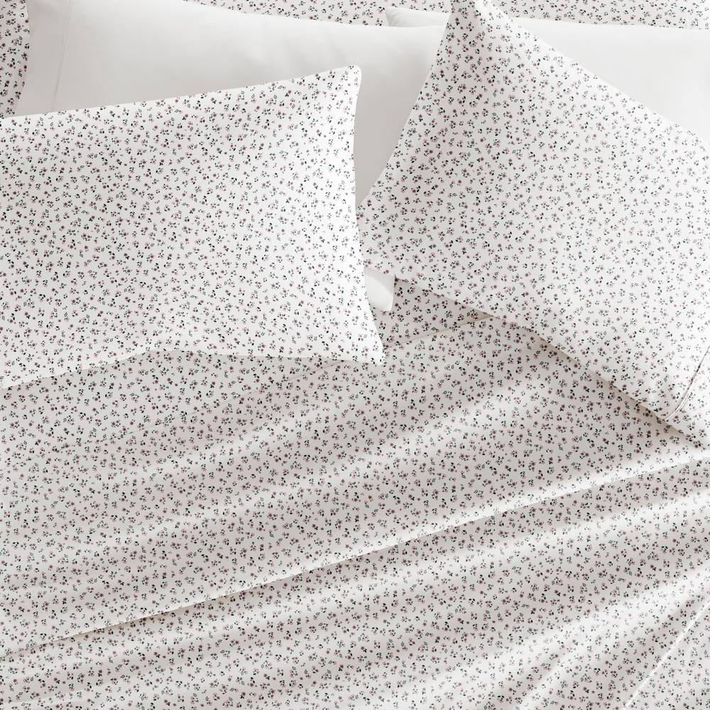 Full Size Pale Mauve Floral Microfiber Sheet Set