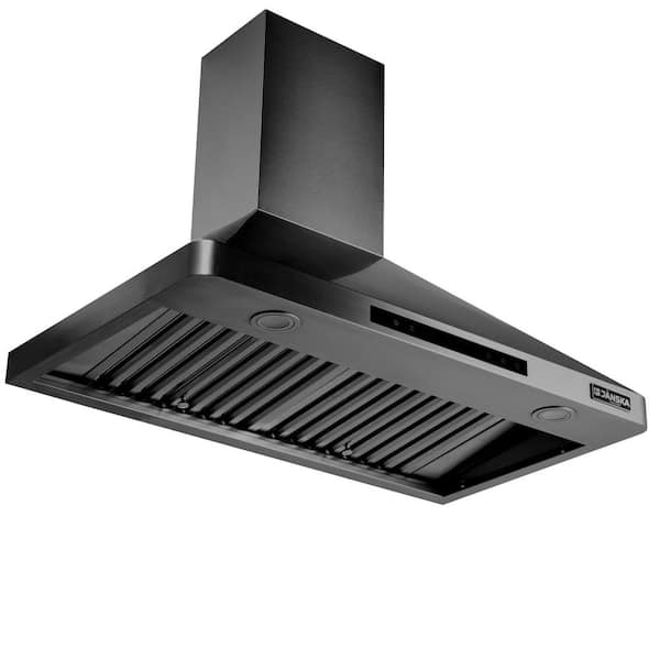 36 in. 870 CFM Ducted Wall Mount Range Hood in PVD Black Stainless Steel with Touch Display, LED Lights & Remote Control