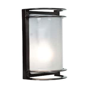 Nevis 7 in. 1-Light Bronze LED Outdoor Wall Mount Sconce