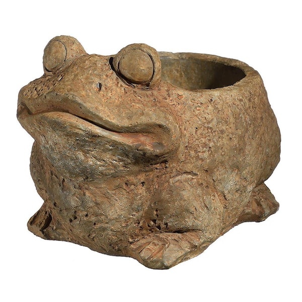 CHG CLASSIC HOME & GARDEN Frog Small Rust Concrete Lightweight Planter with Drainage Hole (5.75 in. L x 4.5 in. W x 4 in. H)