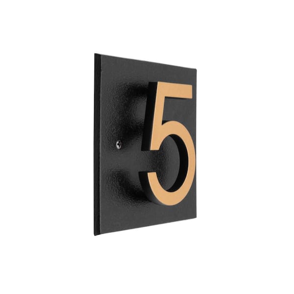 Floating 1-Number Horizontal Sign Black with Black / Gold Modern Font Number