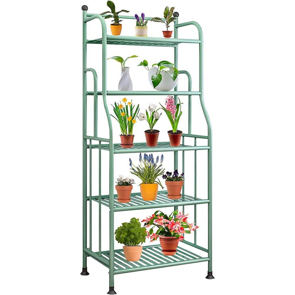 Green Metal 5-Tier Indoor/Outdoor Plant and Storage Shelf
