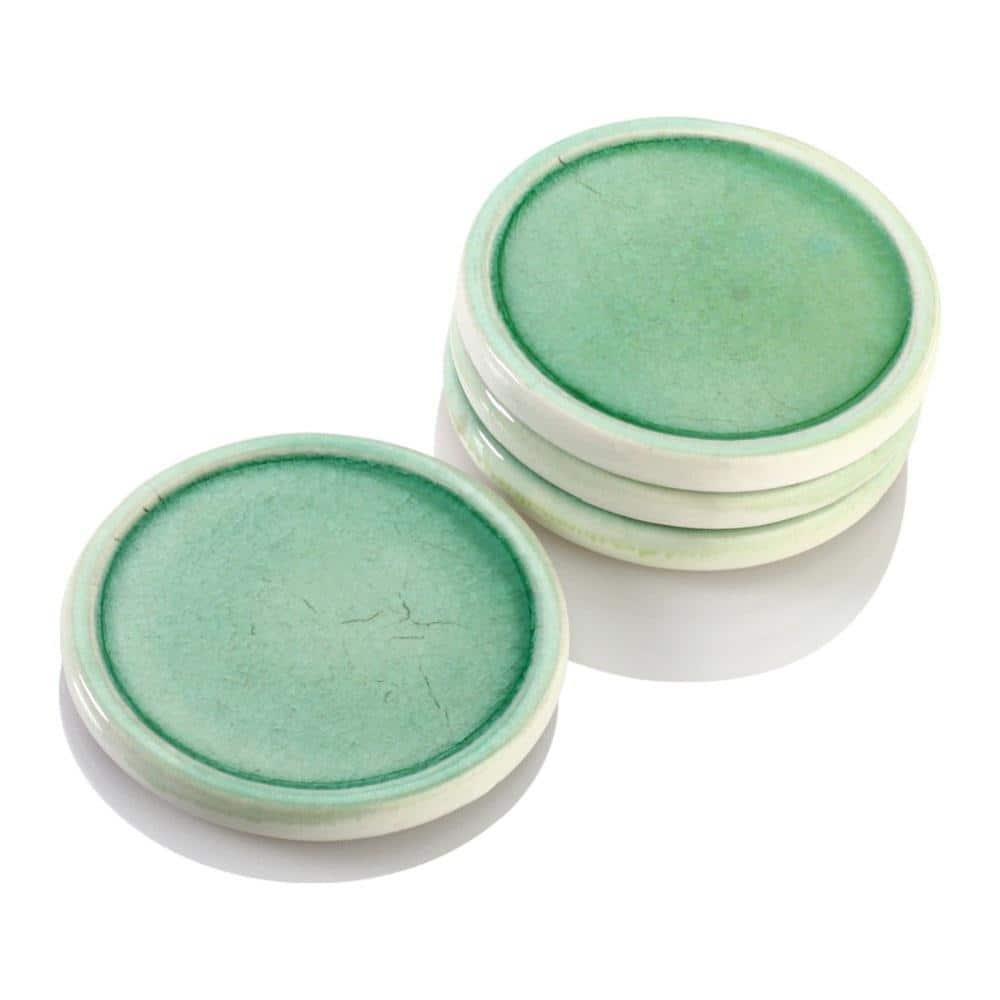 Mascot Hardware Ceramic Round 4-Pieces Green Coasters