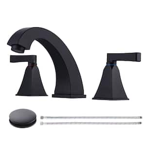 8 in. Widespread Deck Mounted Double Handle Bathroom Faucet in Matte Black