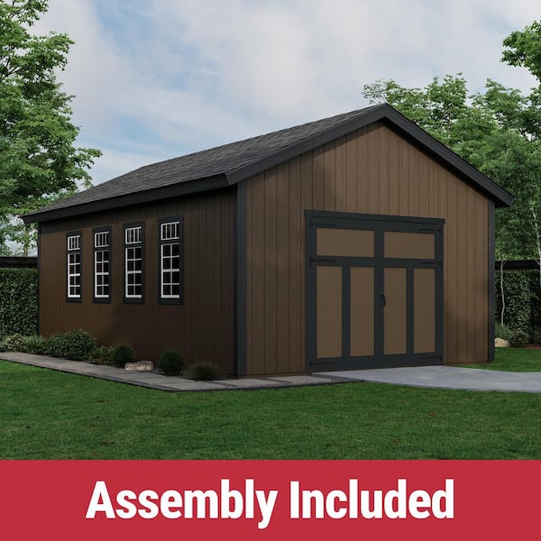 Handy Home Products Professionally Assembled Camden 16 ft. W x 24 ft. D Multi-purpose Wood Storage Shed-Autumn Brown Shingles (384 sq. ft.)