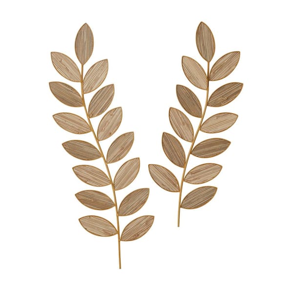 Litton Lane Metal Brown Leaf Wall Decor (Set of 2)