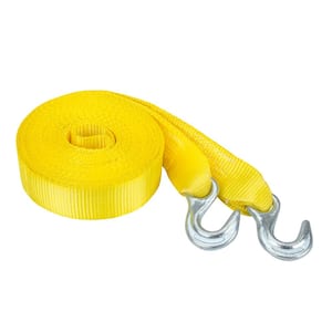 20 ft. 3,000 lb. Working Load Limit Yellow Tow Rope Strap with Hooks