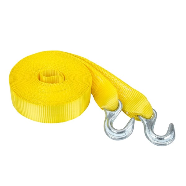 SmartStraps 20 ft. 3,000 lb. Working Load Limit Yellow Tow Rope Strap with  Hooks 131 - The Home Depot