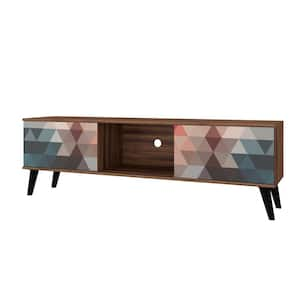 Saratoga 62 in. Multi Color Red and Blue Particle Board TV Stand Fits TVs Up to 60 in. with Storage Doors