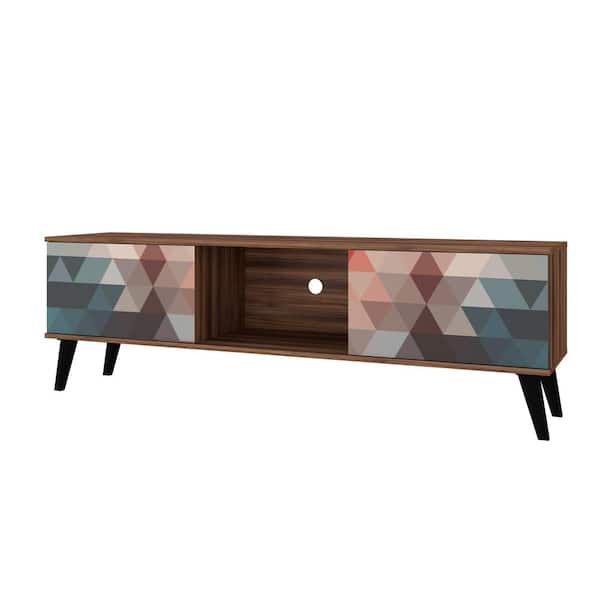 Luxor Saratoga 62.2 in. Multicolor Red and Blue TV Stand Fits TVs Up to 60 in. with Storage Doors and Cable Management