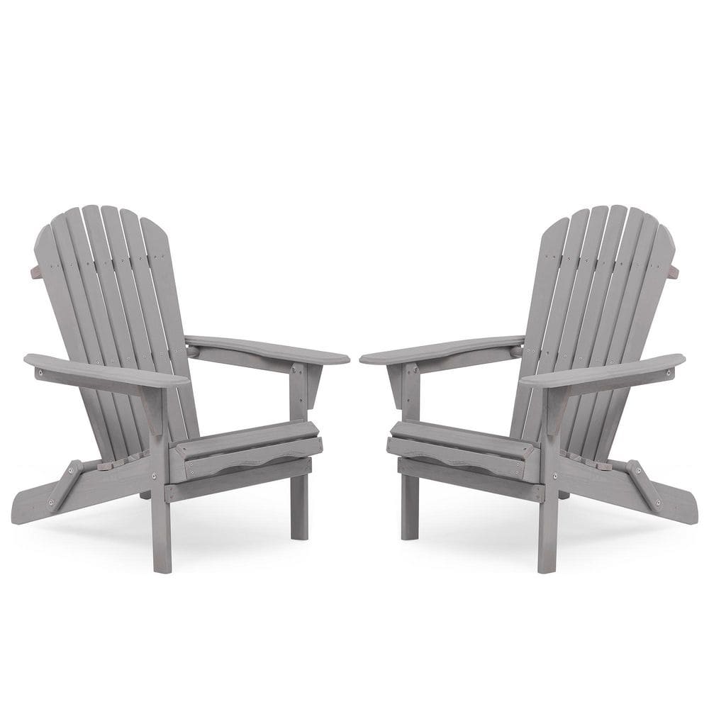 2-Piece Solid Wood Adirondack Chair Set Folding Outdoor Patio Lounge Chair Weather Resistant Wooden Lounge Chair price history on PriceWatchPro