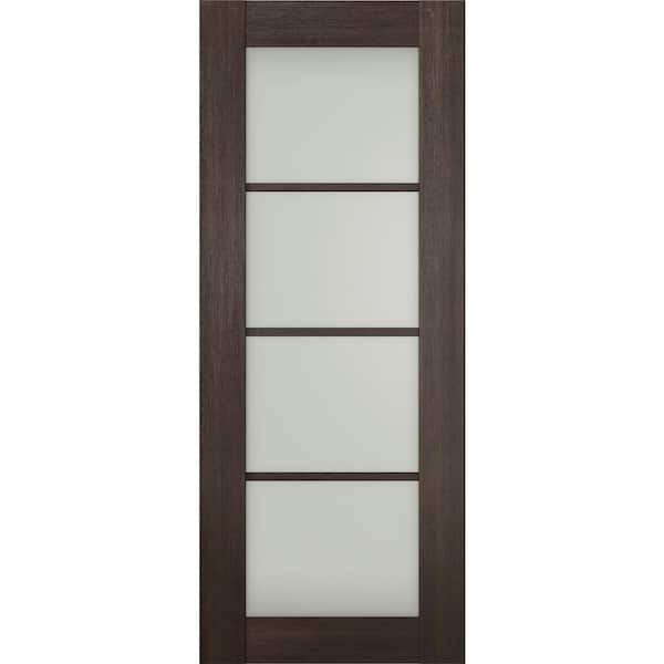 Belldinni Vona 4-Lite 30 in. x 96 in. No Bore 4-Lite Frosted Glass Veralinga Oak Composite Wood Interior Door Slab