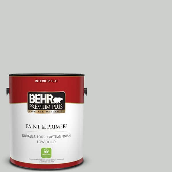 BEHR PREMIUM PLUS 1 gal. Home Decorators Collection #HDC-MD-06G Sparkling Silver Flat Low Odor Interior Paint & Primer