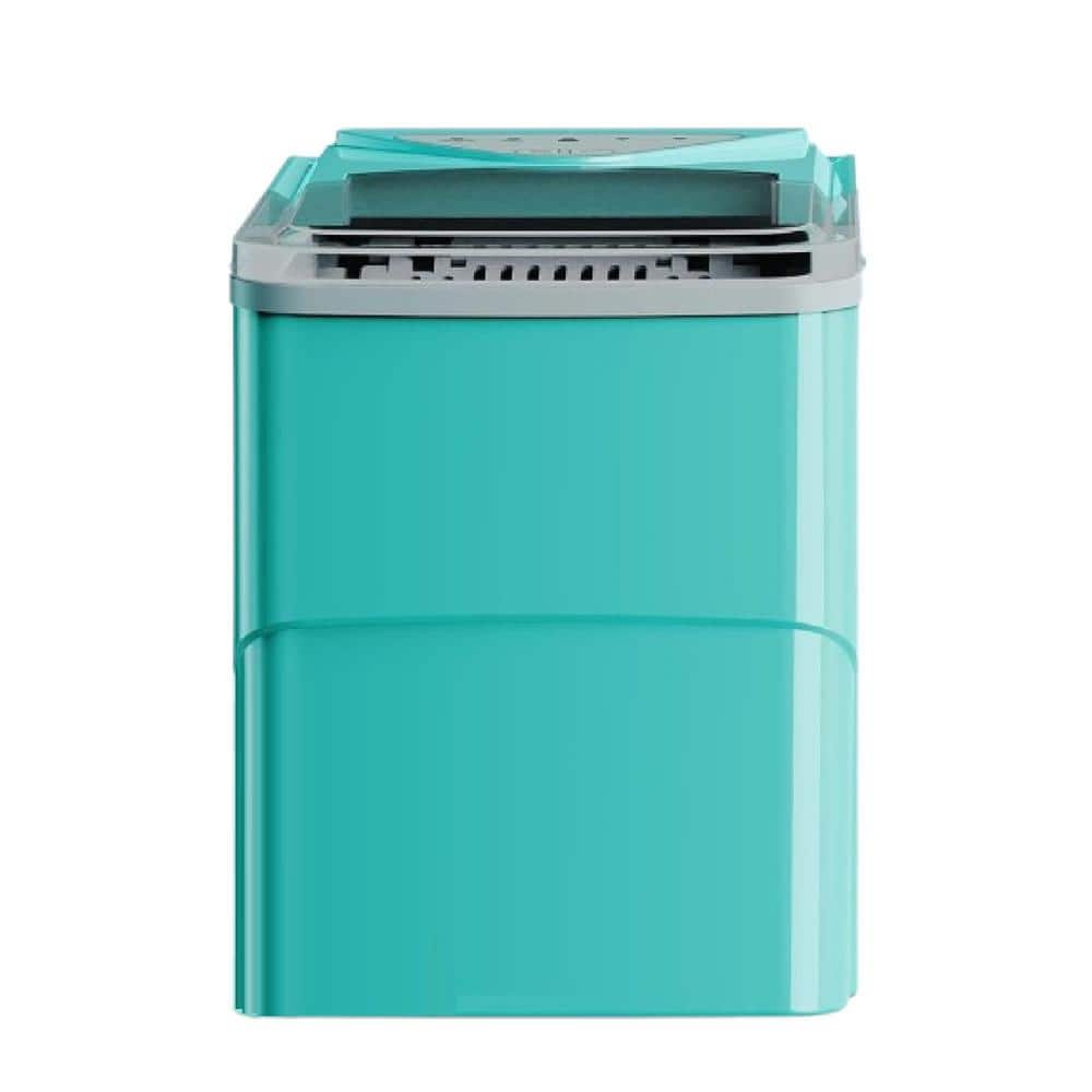 8.7 in. 26 lb. Bullet Ice Maker Countertop Portable Ice Maker w/Ice Scoop and Basket, 2 Sizes of Bullet Ice in Turquoise