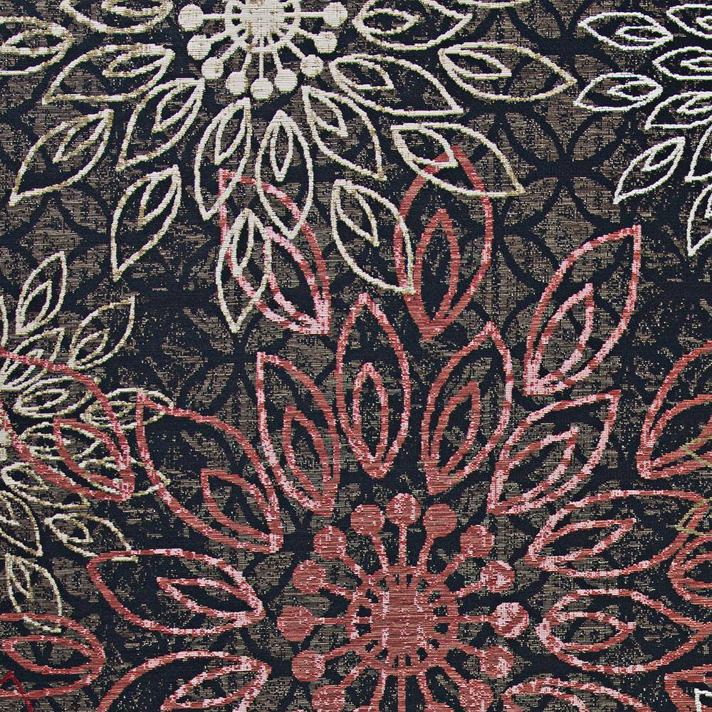 Dolce Floral Black and Multicolor Viscose 2x7 Runner Rug