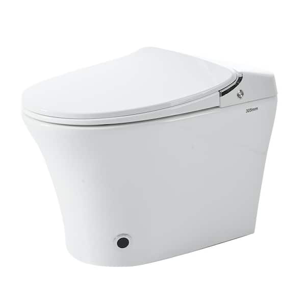 Virubi Heated Seat Smart 1.28 GPF Elongated Toilet in White with Remote Control, Power Outage Flushing, Warm Dryer and Water