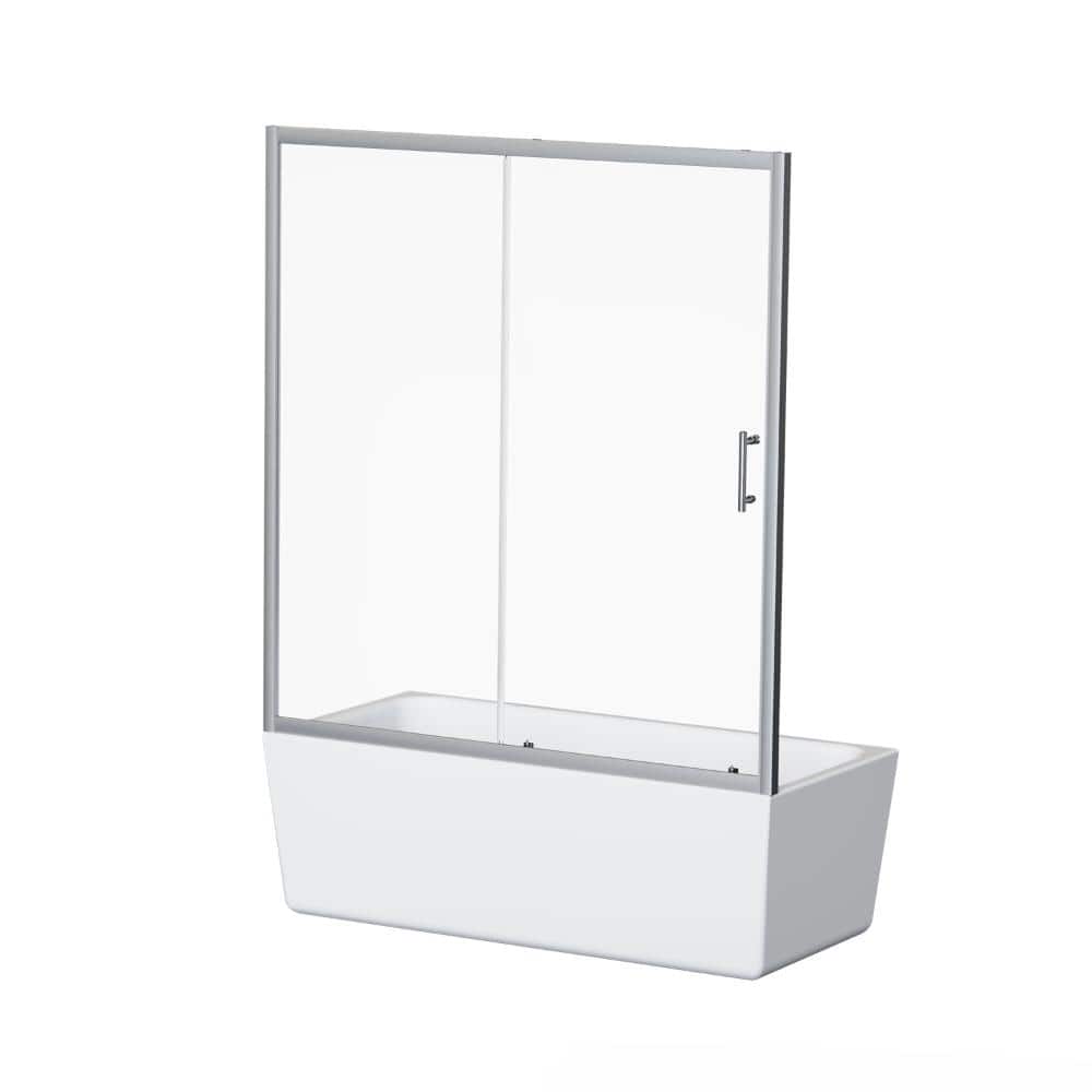 "60 in. W x 62 in. H Sliding Framed Tub Shower Door with 1/5"" Clear Tempered Glass Tub Door with Handle Polished Chrome" price history on PriceWatchPro
