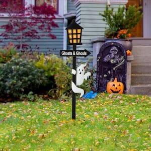42 in. H Lighted Halloween Wooden Haunted House Yard Stake