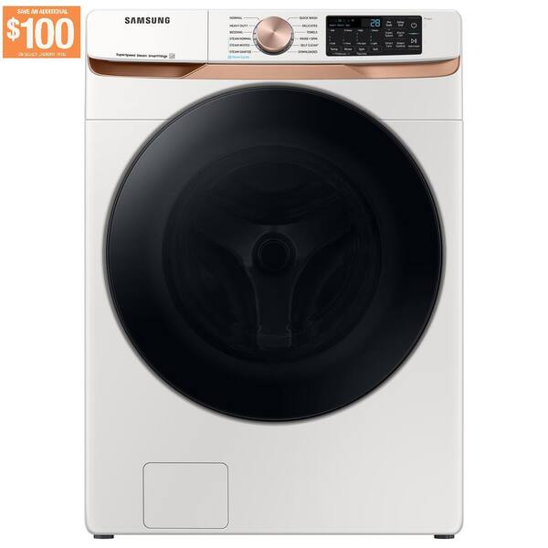Samsung 5 cu. ft. Extra Large Capacity Smart Front Load Washer in Ivory White with Super Speed Wash and Steam