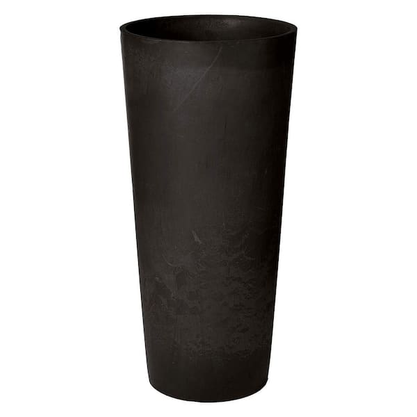 Arcadia Garden Products Contempo Tall Round 13 in. x 28 in. Black PSW Pot