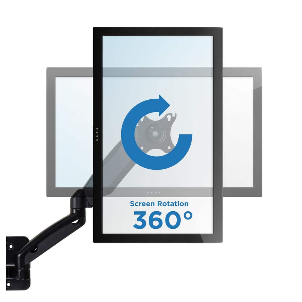 Black Steel Dual Arm Full Motion Monitor Wall Mount