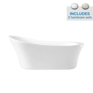 Rachel 70 in. Acrylic Freestanding Flatbottom Bathtub in White with Overflow and Drain Included