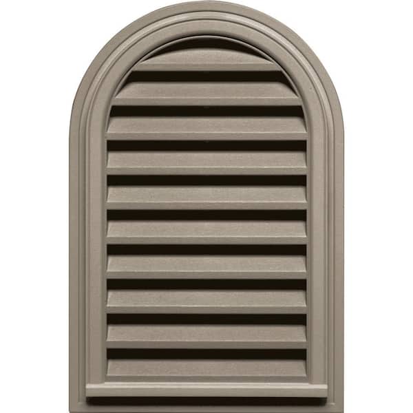 Builders Edge 22 in. x 32 in. Round Top Plastic Built-in Screen Gable Louver Vent #097 Clay
