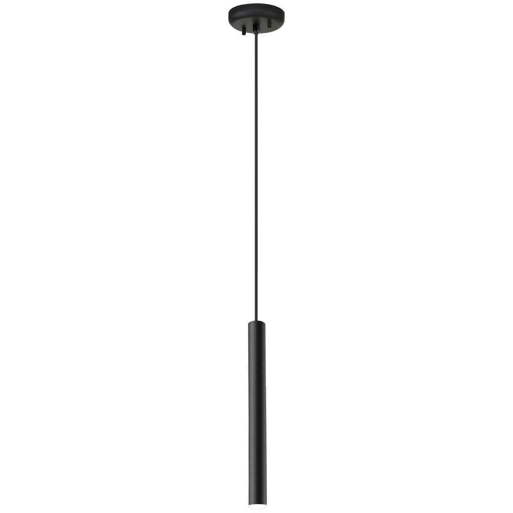 Pipeline 5-Watt 1-Light Matte Black, White Tubed Integrated LED Pendant Lig