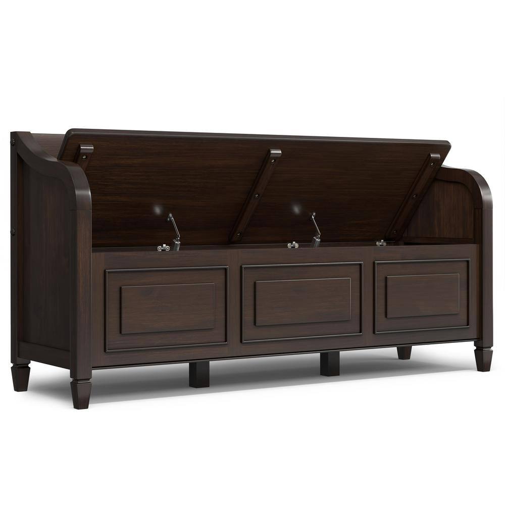 Chestnut Brown Solid Wood Entryway Storage Bench with Flip Lid