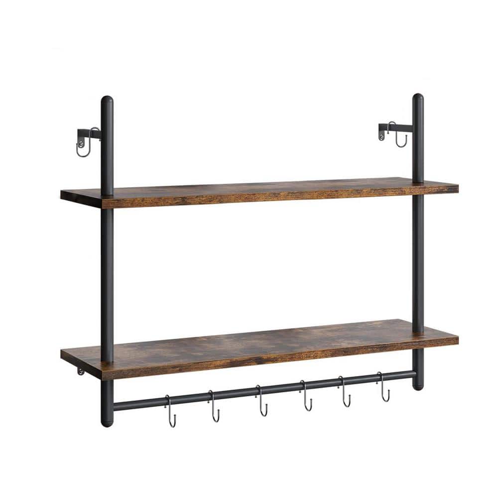  Dseap Wall Shelf with 5 Dual Hooks - 17-inch Heavy