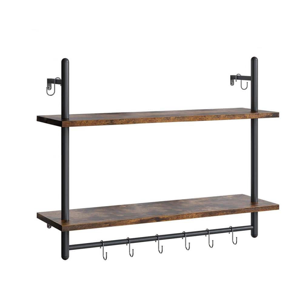 31.5 in. W x 9 in. D Kitchen Decorative Wall Shelf Towel Bar Hooks Wine Han
