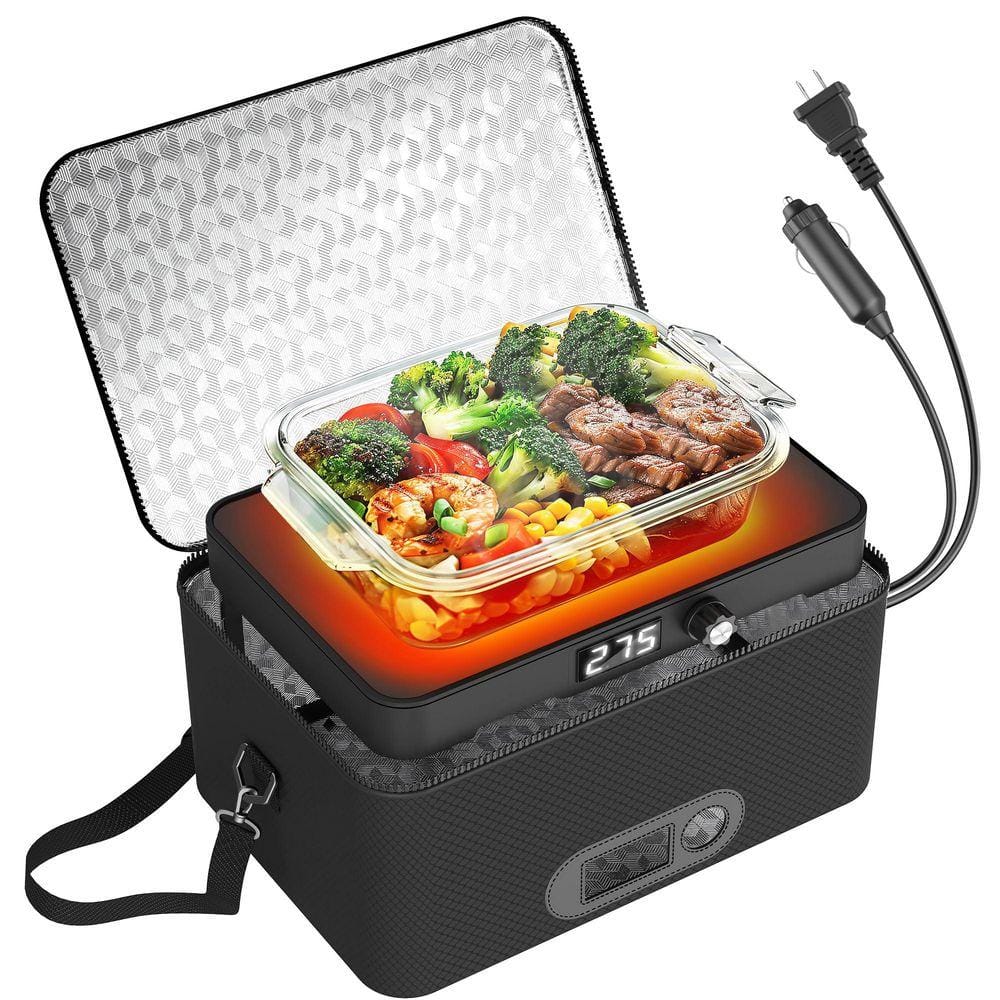 Lynzavix Portable Oven w/ Adjustable Temperature, 12V/24V/110V Car Food Warmer for Cooking & Reheating Meals for Travel &Camping