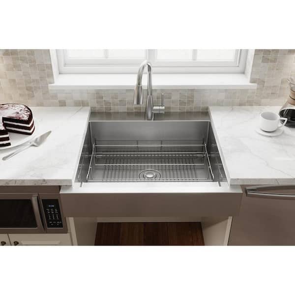 Dart Canyon 30 in. Farmhouse/Apron-Front Single Bowl 16-Gauge Stainless Steel Kitchen Workstation Sink w/Accessories