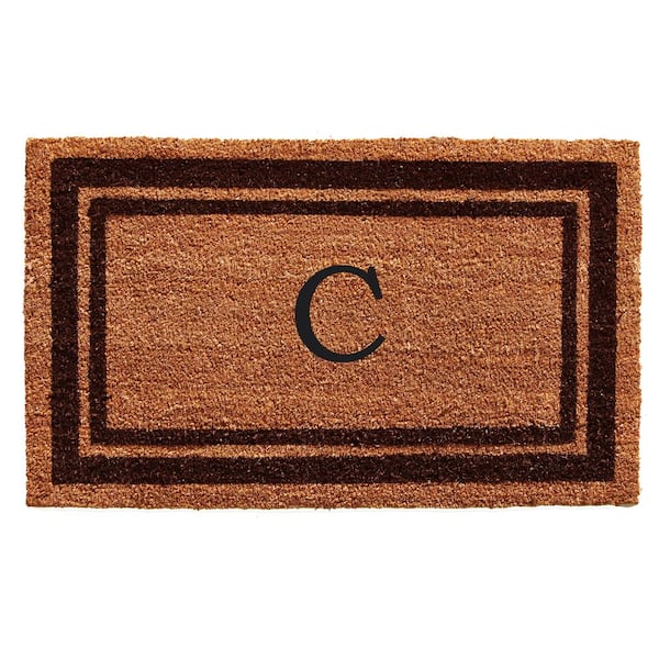 Calloway Mills Brown Border Monogram Door Mat 24 in. x 36 in. (Letter C)