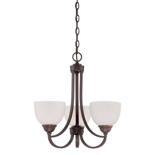 Millennium Lighting 3-Light Rubbed Bronze Pendant with Etched White Glass