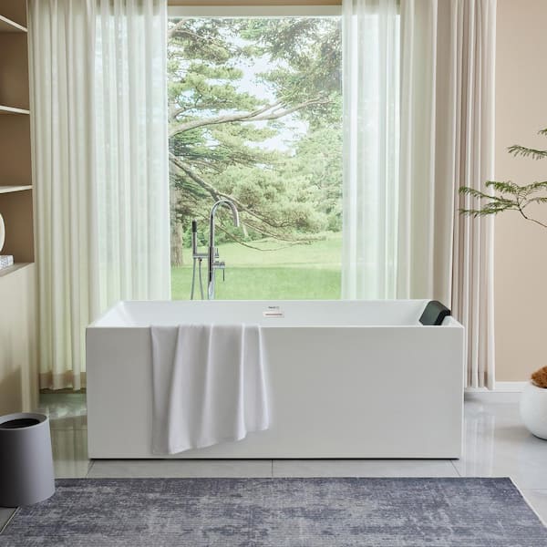 Talence 67 in. Acrylic Flatbottom Freestanding Bathtub in White Talence 67 in. Acrylic Flatbottom Freestanding Bathtub in White
