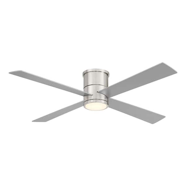 Falco Flush 54 in. Indoor Brushed Nickel Low Profile Flush Mount Ceiling Fan with Integrated LED and Remote Included