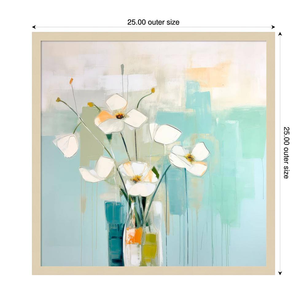 Svelte Natural 25"x25" Framed Abstract Floral Art Print