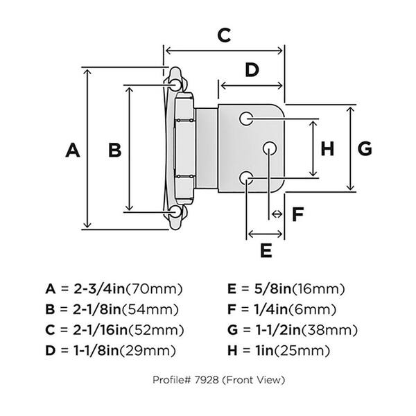 Traditional Black 70 mm Semi-Concealed Hinge (2-pack)