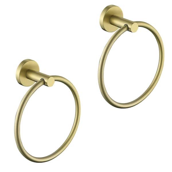 Gold Color Brass Towel Ring Wall Mounted Chrome Round Towel Rings Rack  Holder