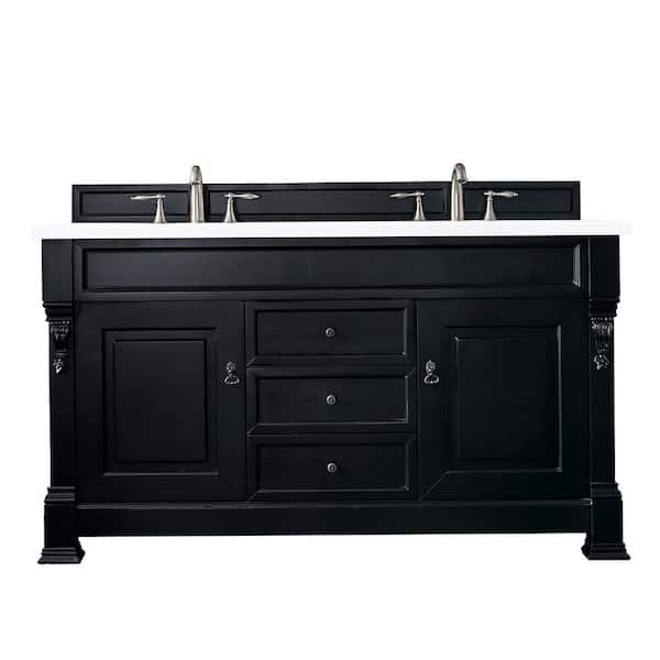 James Martin Vanities Brookfield 60 in. W x 23.5 in. D x 34.3 in. H Bath Double Vanity Cabinet in Antique Black with top in Classic White