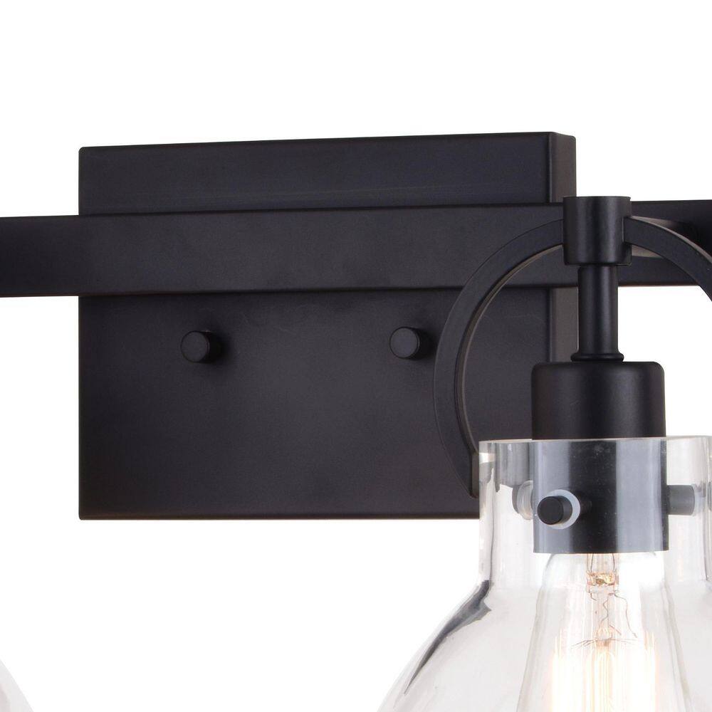Matte Black Steel 2-Light Dimmable Vanity Fixture