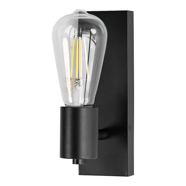 Emeritpro Vintage Industrial 2.76 in. 1-Light Matte Black Wall Sconce with Bulb for Hallways, Bathroom, Stair or Bedroom
