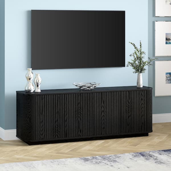 Canton 68 in. Black Grain TV Stand for 75 in. TVs